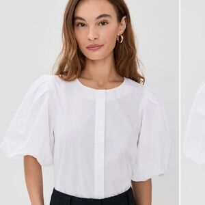 LE BOP Liza Puff Sleeve Shirt White NWT Size Medium